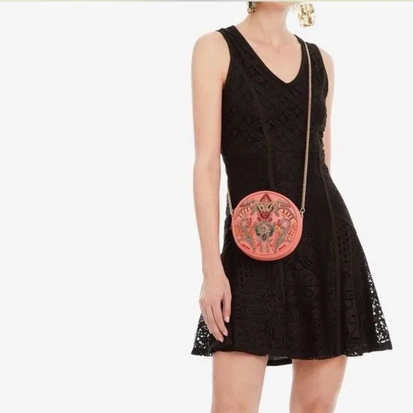 Desigual by Lacroix Black lace Fit and Flare Dress Sleeveless party Going out XL - Picture 1 of 9